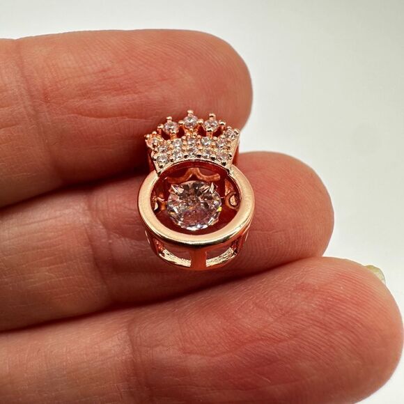 NIB Rose Gold tone "crown" and floating cz diamond pendant, necklace! - Picture 8 of 13